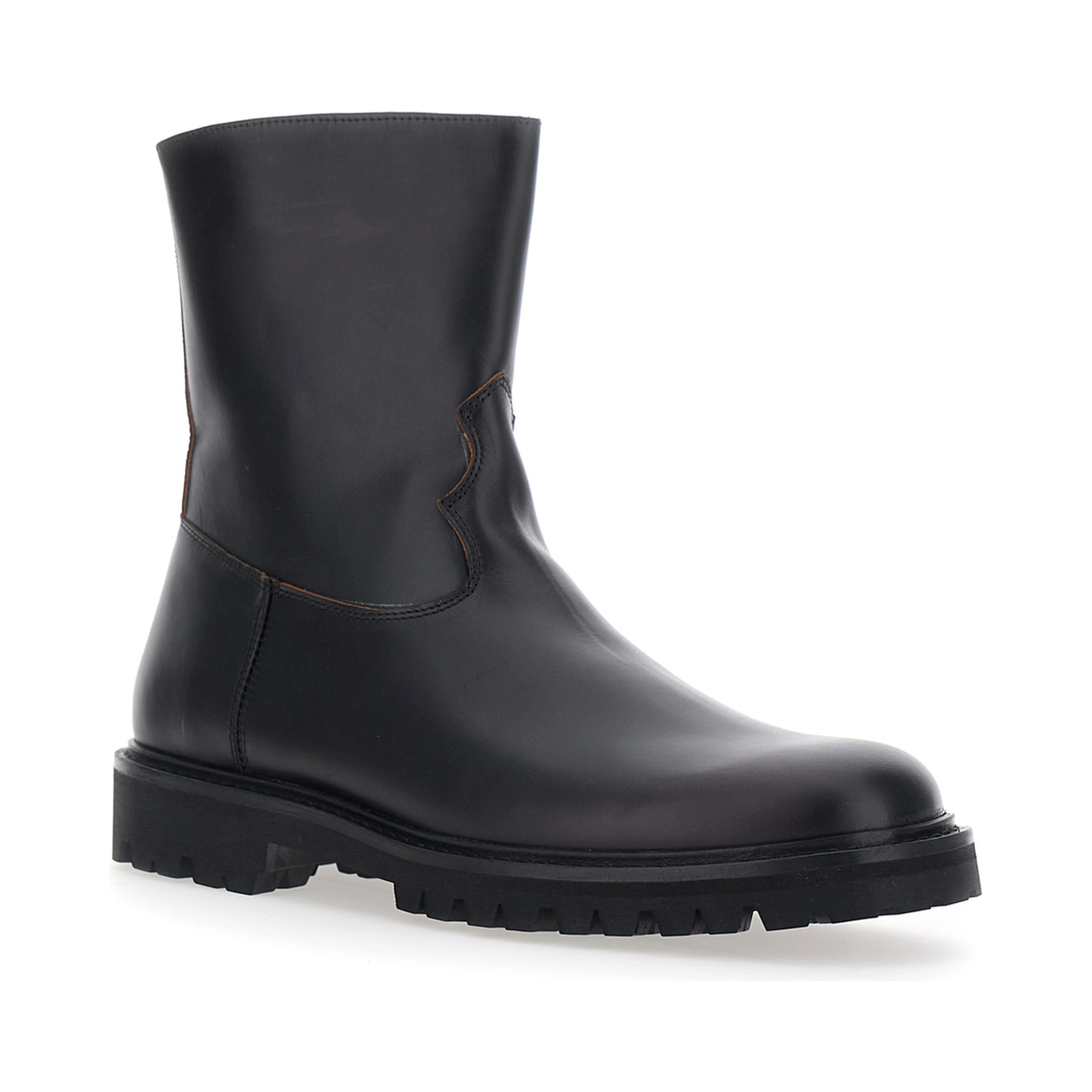 Black Ankle Boots with Side Zip Closure in Leather for Men