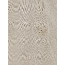 Pavido Beige Sleeveless Top with Round Neck and Tone-on-Tone Logo Embroidery on the Front in Silk for Women