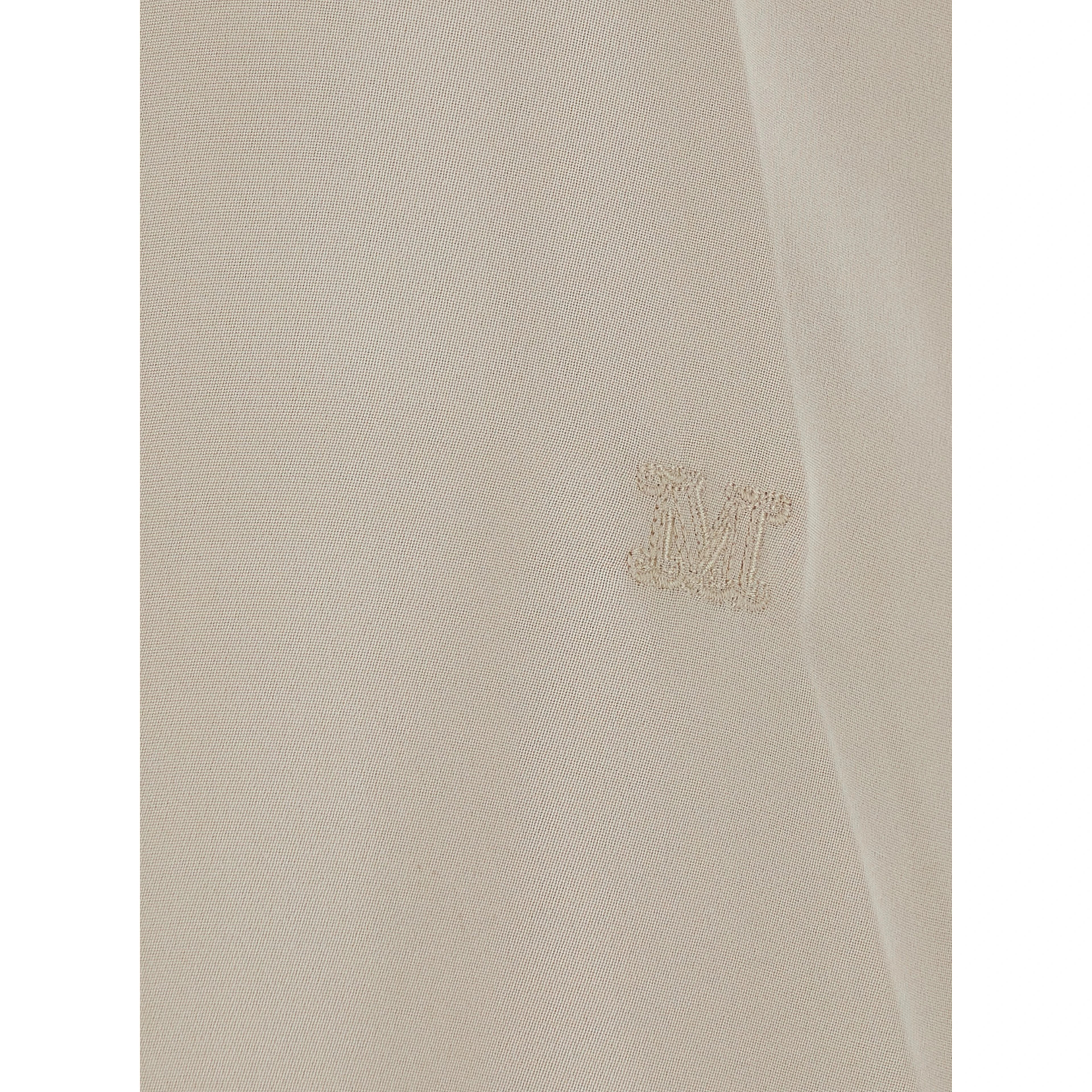Pavido Beige Sleeveless Top with Round Neck and Tone-on-Tone Logo Embroidery on the Front in Silk for Women