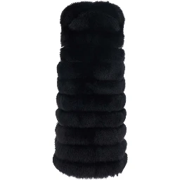 Black fur with high collar and sleeveless design in fur for women