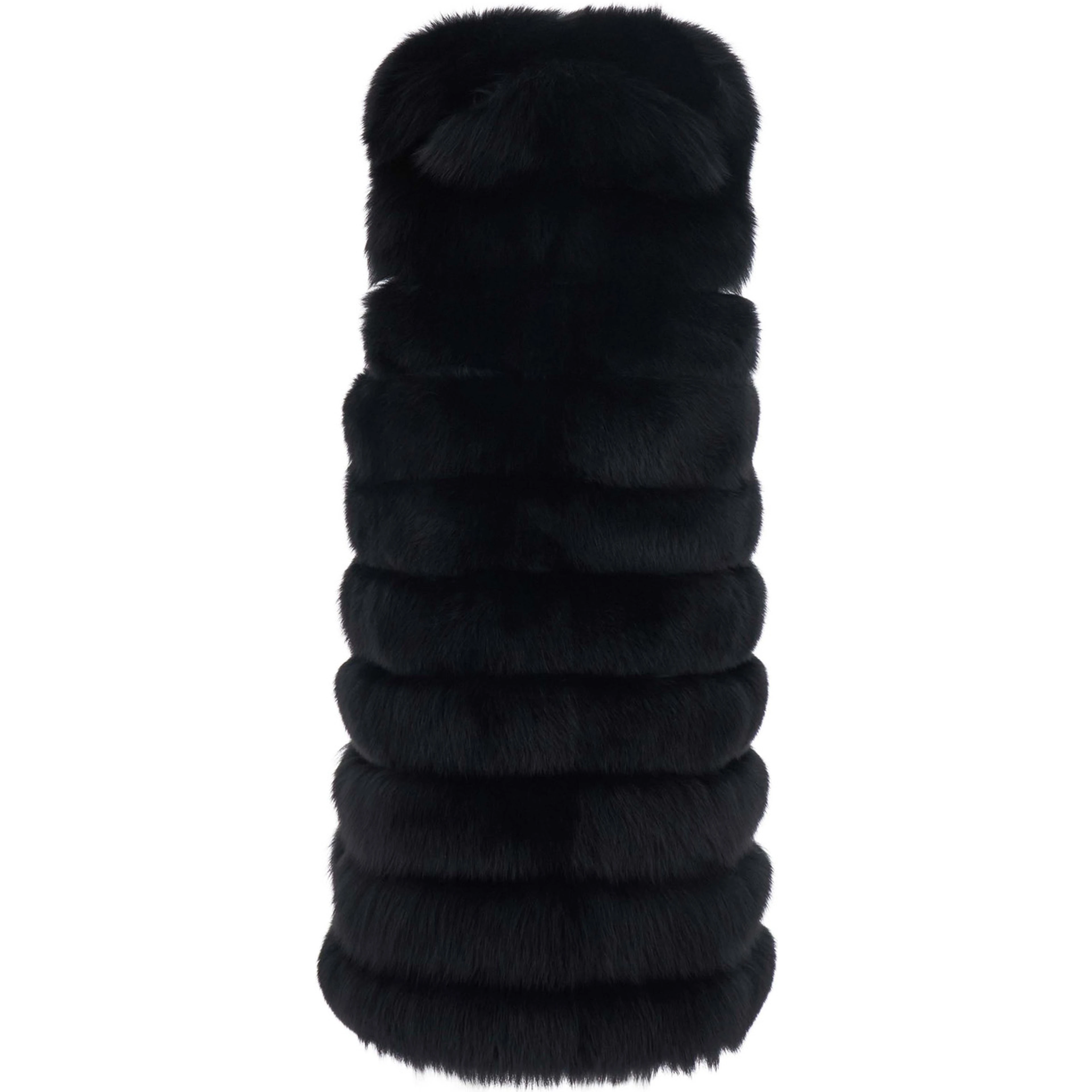 Black fur with high collar and sleeveless design in fur for women