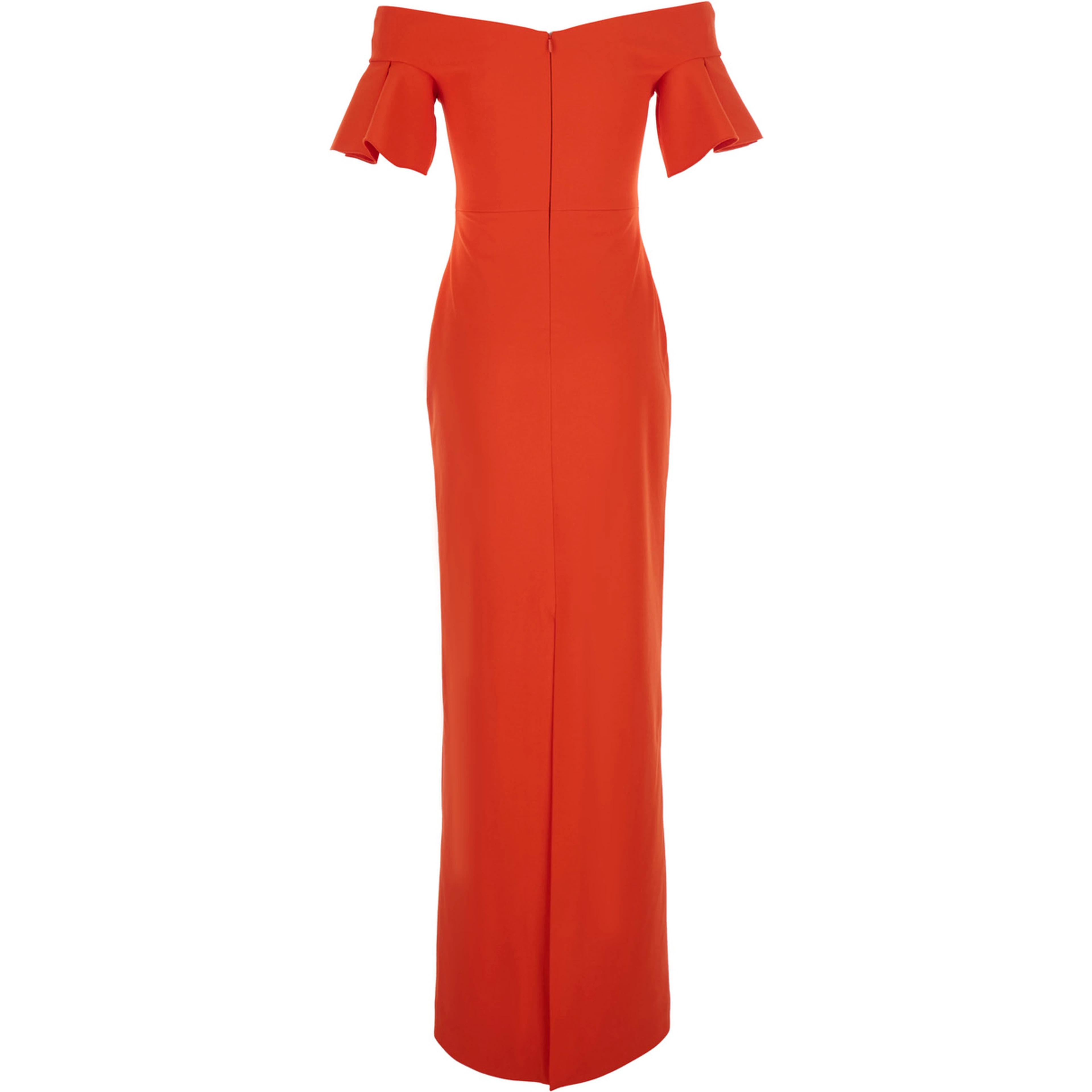 Cielo Red Long Dress with Off-shoulder and Hidden Zip Closure at the Back in Tech Fabric Women