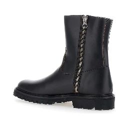 Black Ankle Boots with Side Zip Closure in Leather for Men