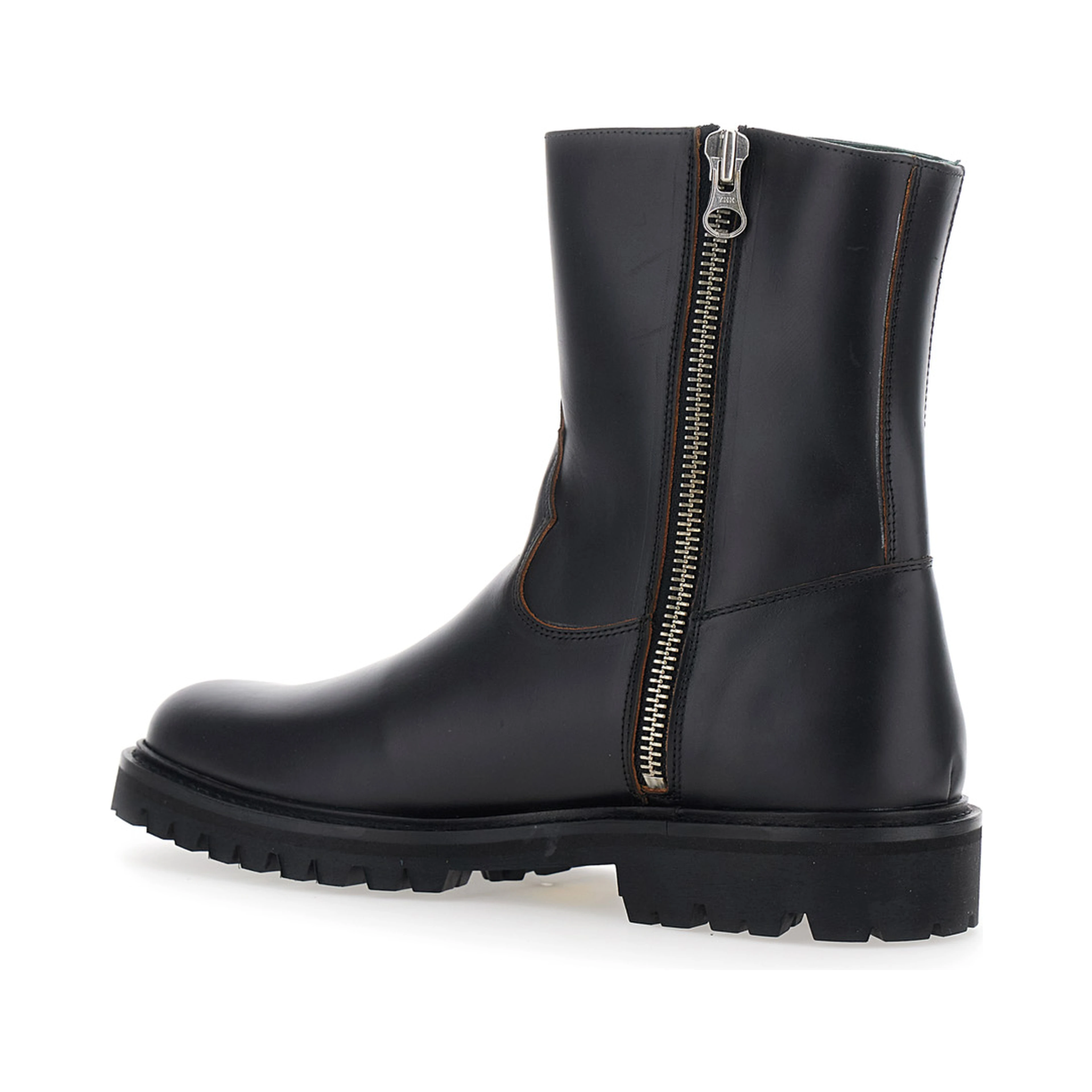 Black Ankle Boots with Side Zip Closure in Leather for Men