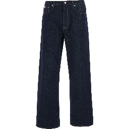 Blue Jeans with logo patch on the back in denim for men