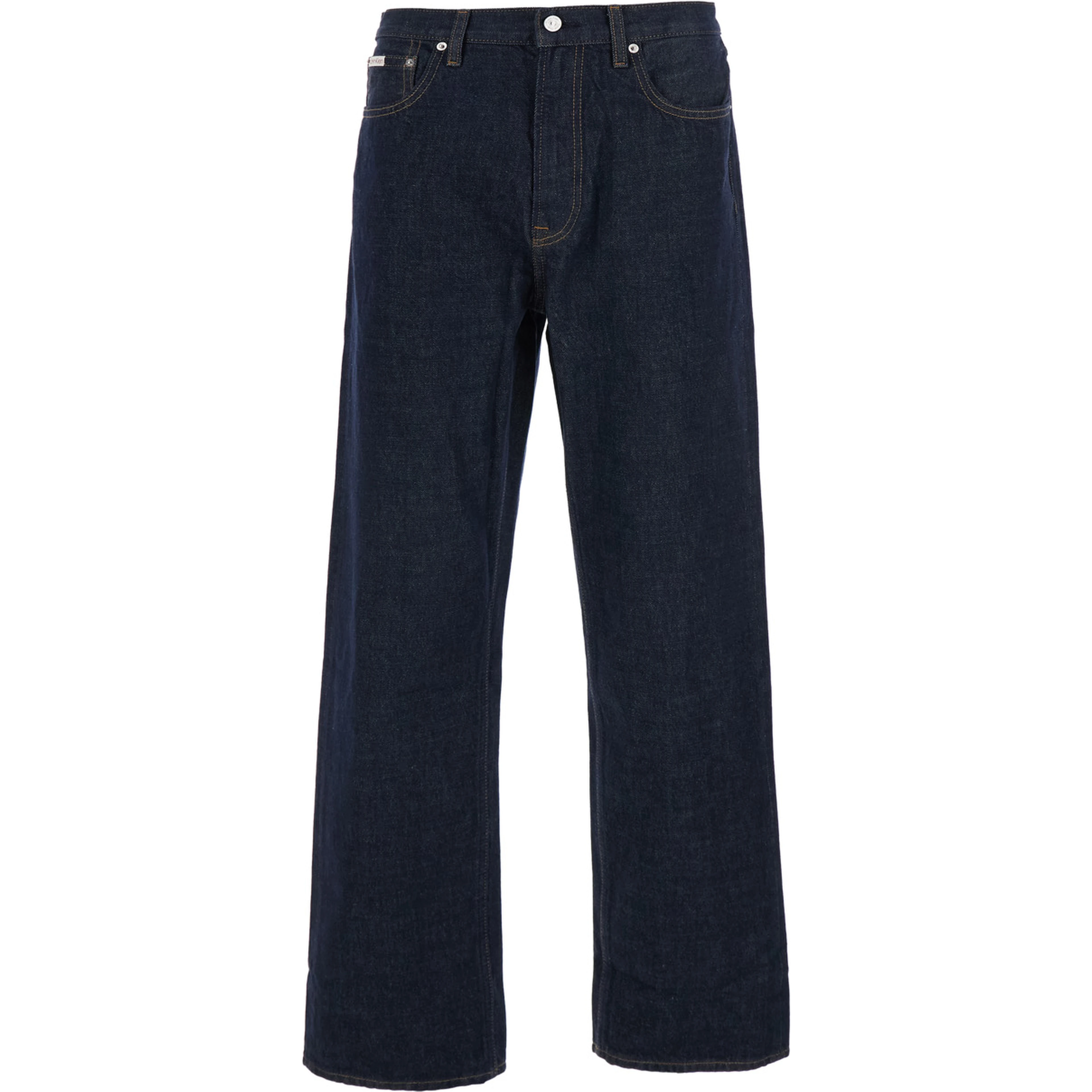 Blue Jeans with logo patch on the back in denim for men