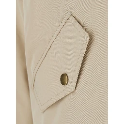 Beige fur coat with removable fur collar and off-centre front closure in Tech Fabric for women