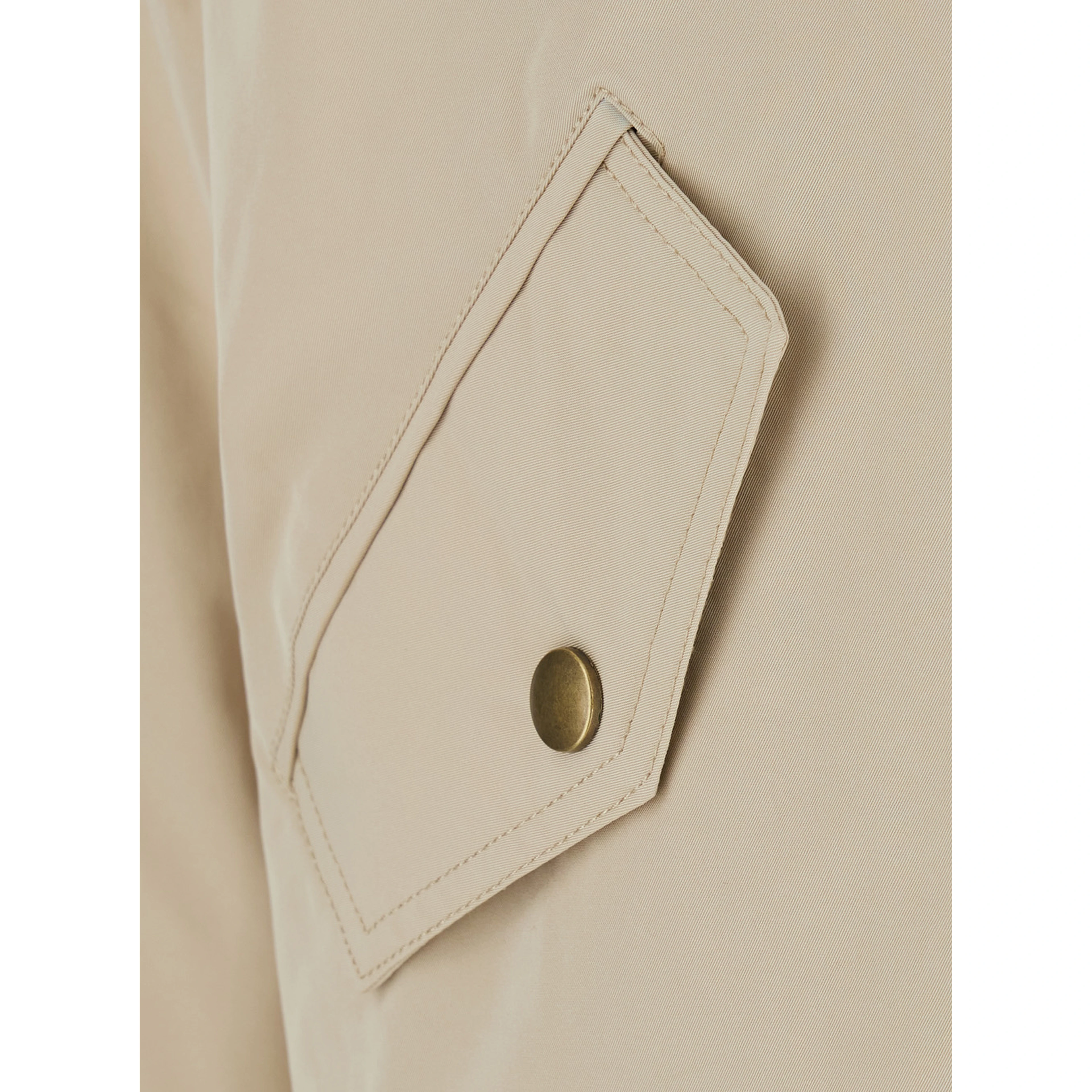 Beige fur coat with removable fur collar and off-centre front closure in Tech Fabric for women