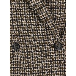 Eccelso Multicolor double-breasted jacket with Peak Revers and All-Over Houndstooth Motif in Wool Blend for Women