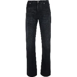 Black Slim Jeans with logo patch on the back in Denim for men