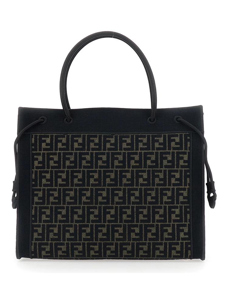 Brown Shopping Bag with logo lettering on the front an drawstring in FF canvas for women alternative