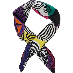 Multicolor Square Scarf with All-Over Print in Silk for Women