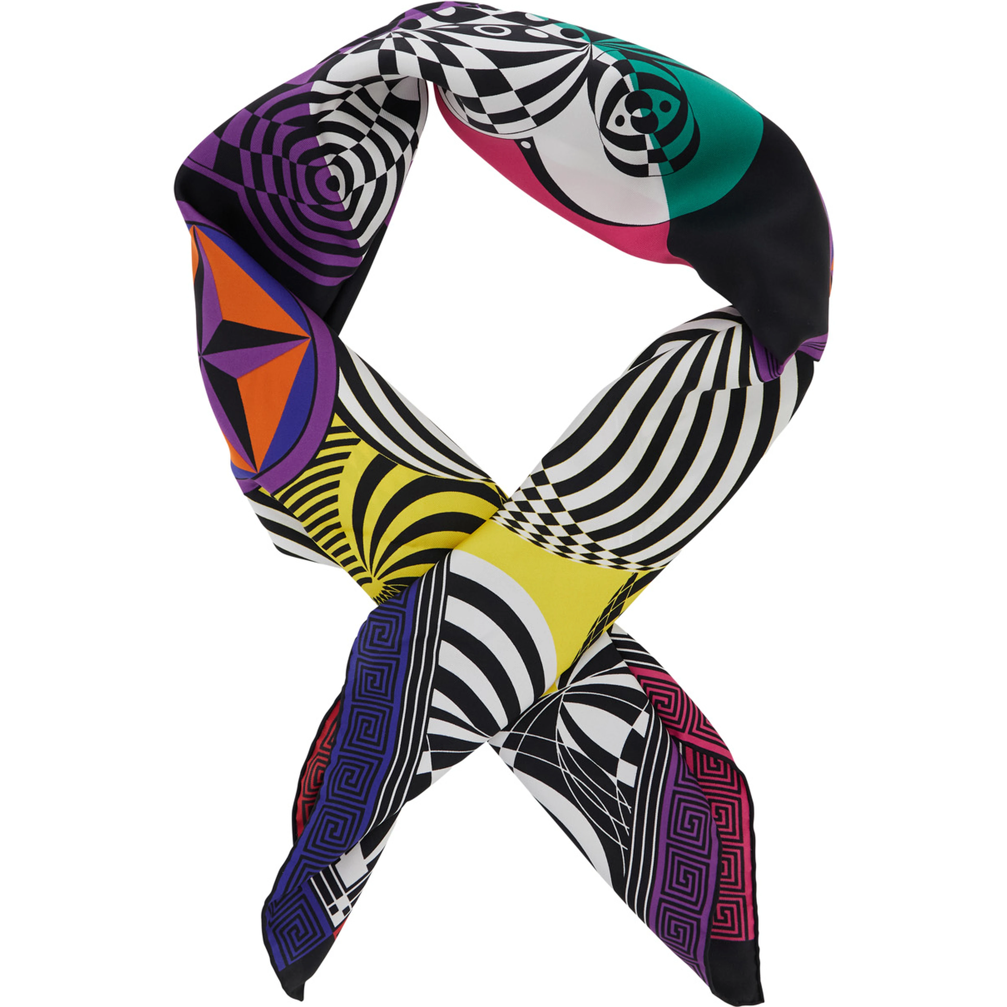 Multicolor Square Scarf with All-Over Print in Silk for Women