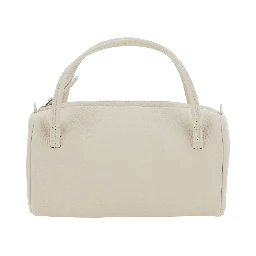 Loaf Bread White Handbag with Logo Lettering on the Front in Leather Woman