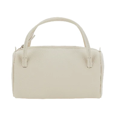 Loaf Bread White Handbag with Logo Lettering on the Front in Leather Woman