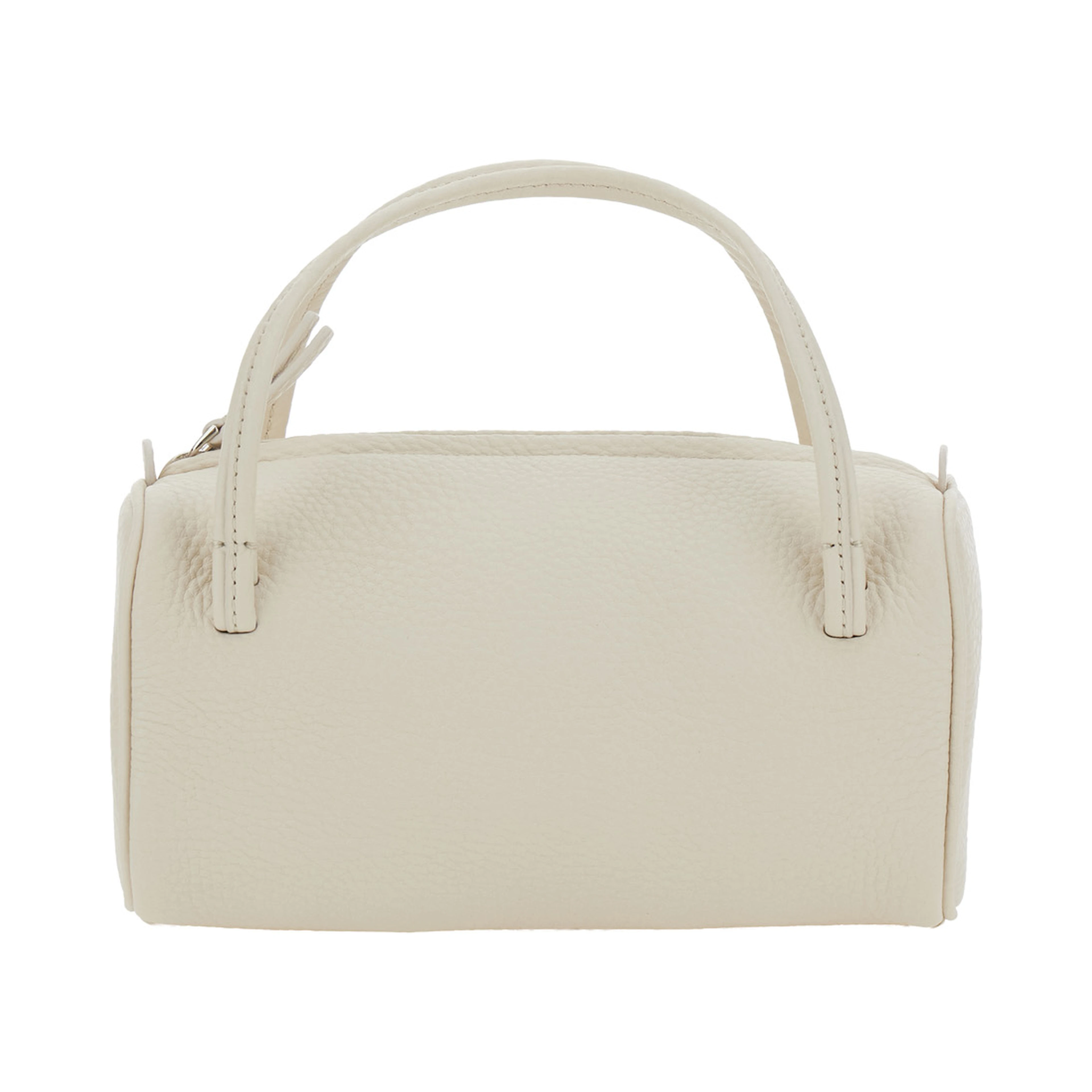 Loaf Bread White Handbag with Logo Lettering on the Front in Leather Woman
