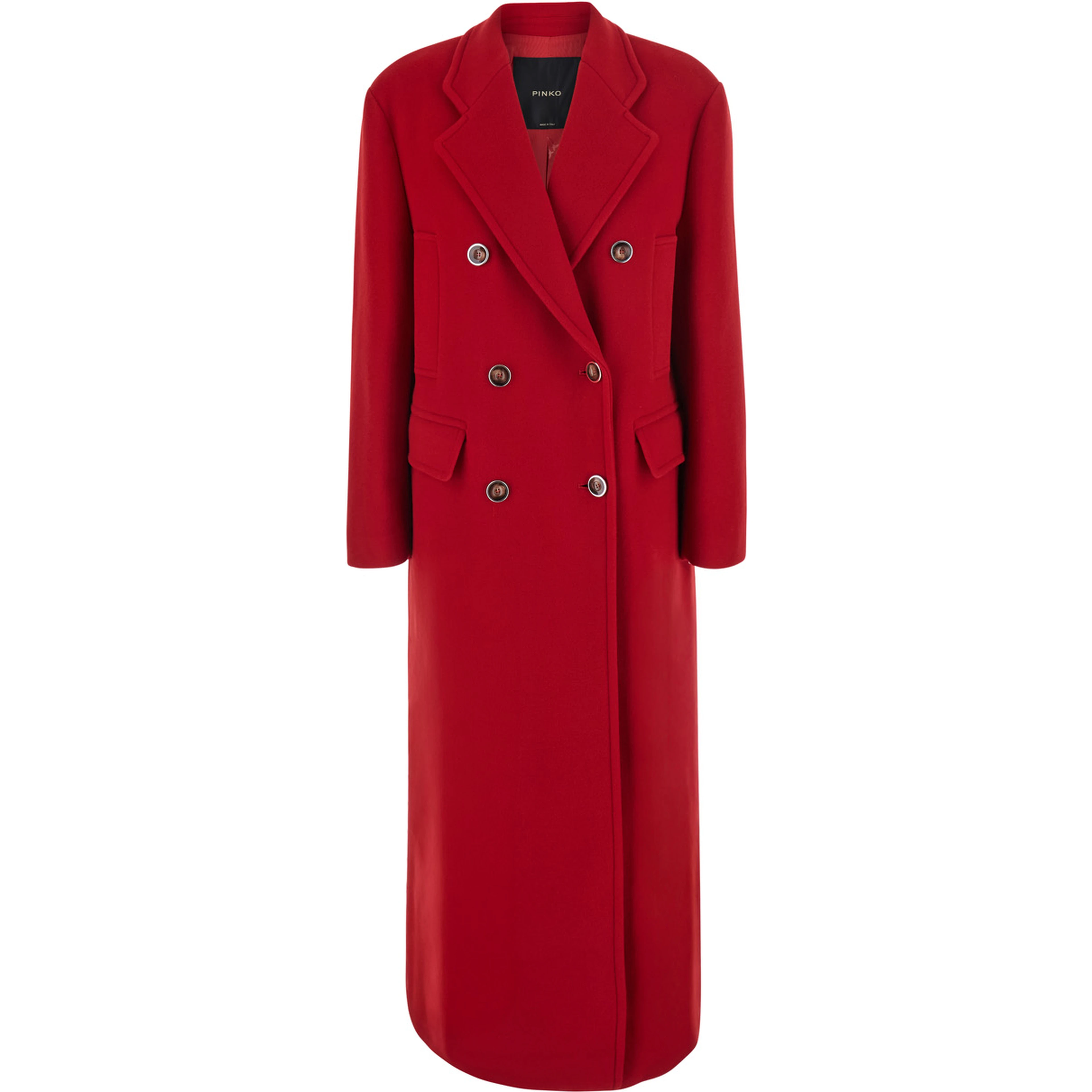 Red Double-breasted coat with Notched revers in Wool for women