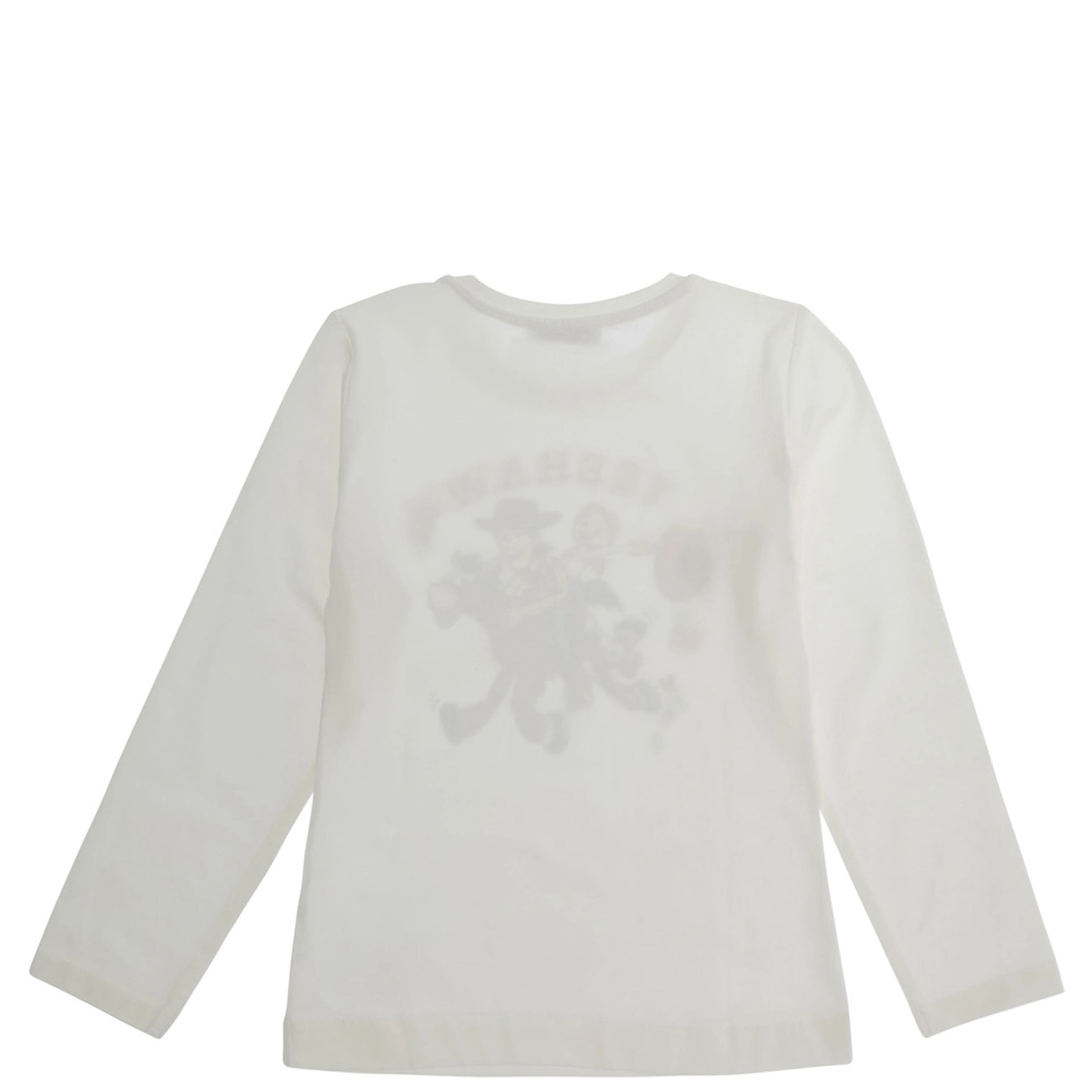 White Long Sleeve T-shirt with Maxi Print on the Front in Cotton Girl