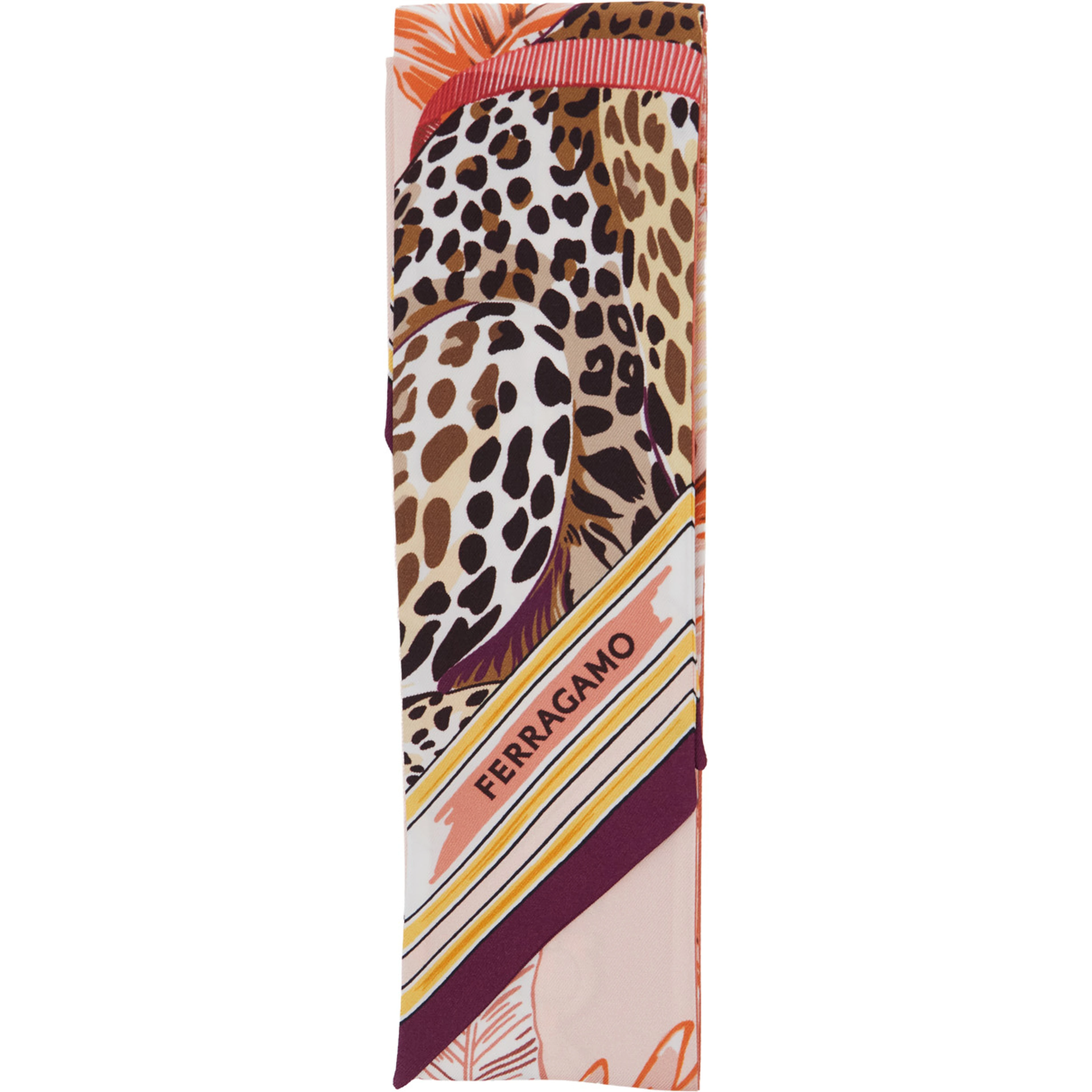 Pink Scarf with All-over Print and Embossed Logo Lettering in silk for Women