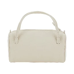 Loaf Bread White Handbag with Logo Lettering on the Front in Leather Woman
