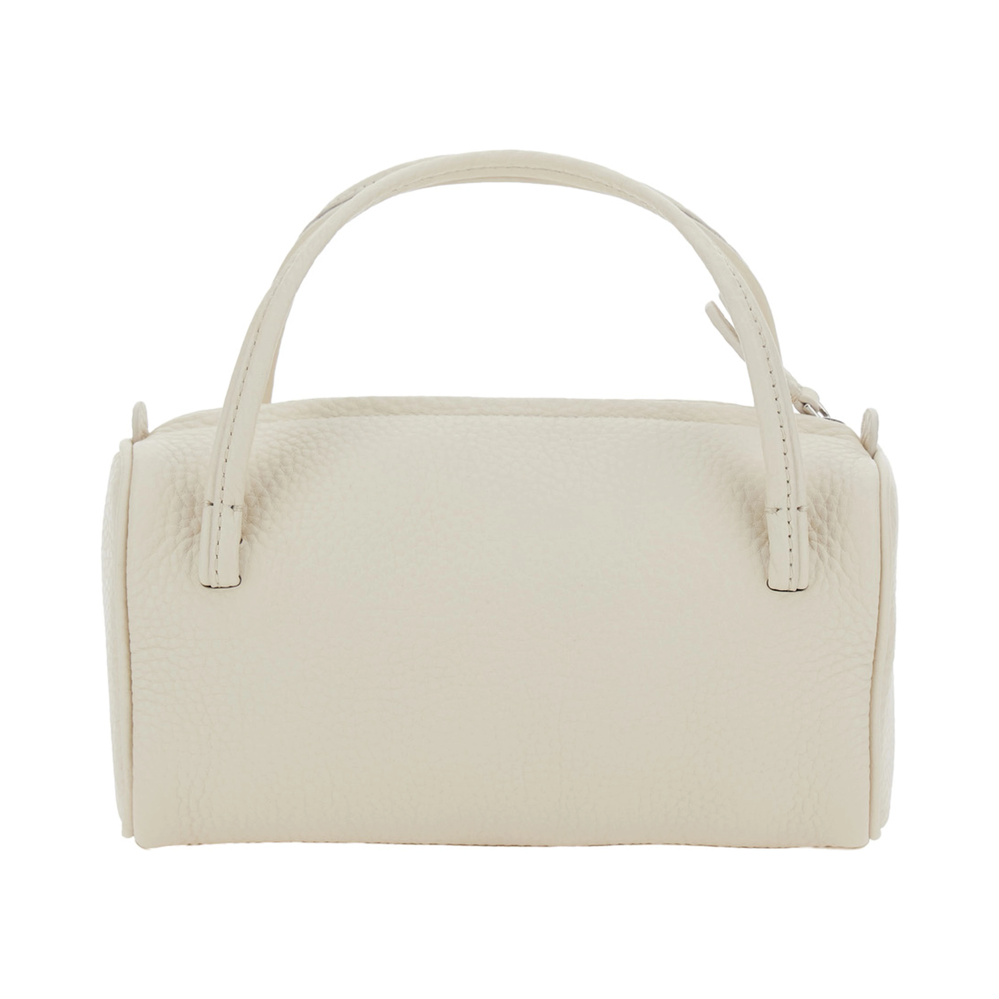 Loaf Bread White Handbag with Logo Lettering on the Front in Leather Woman