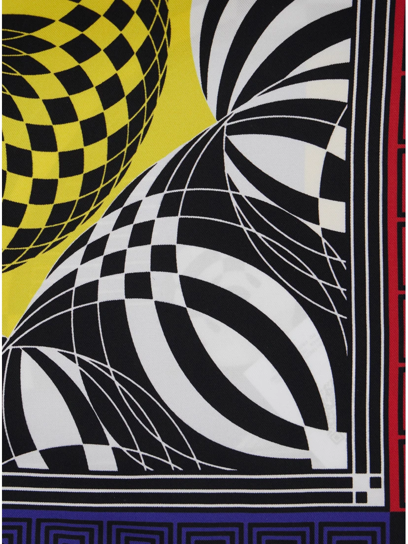 Multicolor Square Scarf with All-Over Print in Silk for Women