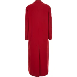 Red Double-breasted coat with Notched revers in Wool for women