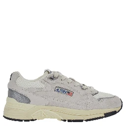 Hyperway White Low Top Sneakers with Logo Patch on Tongue and Side in Suede and Fabric for Women