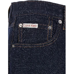 Blue Jeans with logo patch on the back in denim for men