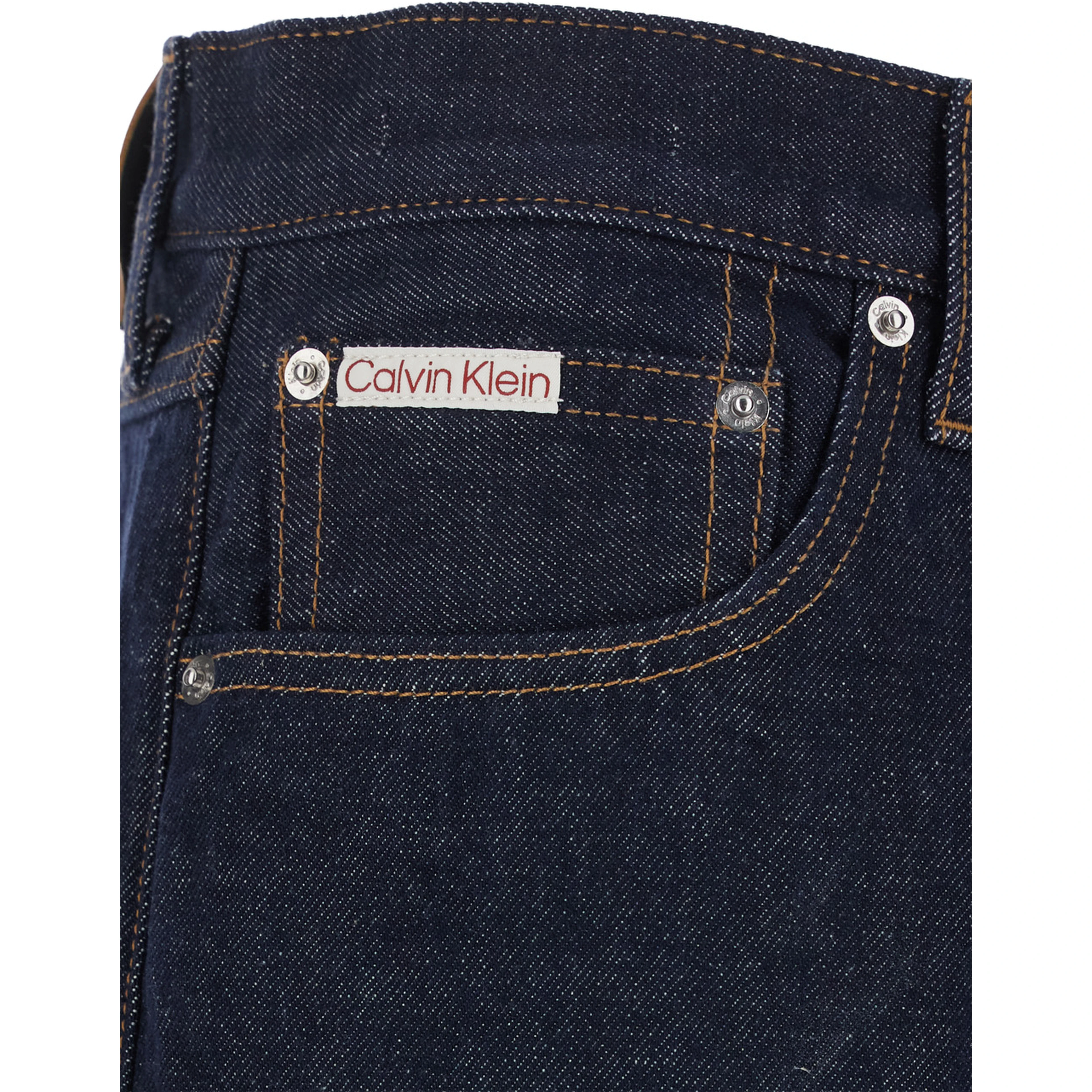 Blue Jeans with logo patch on the back in denim for men