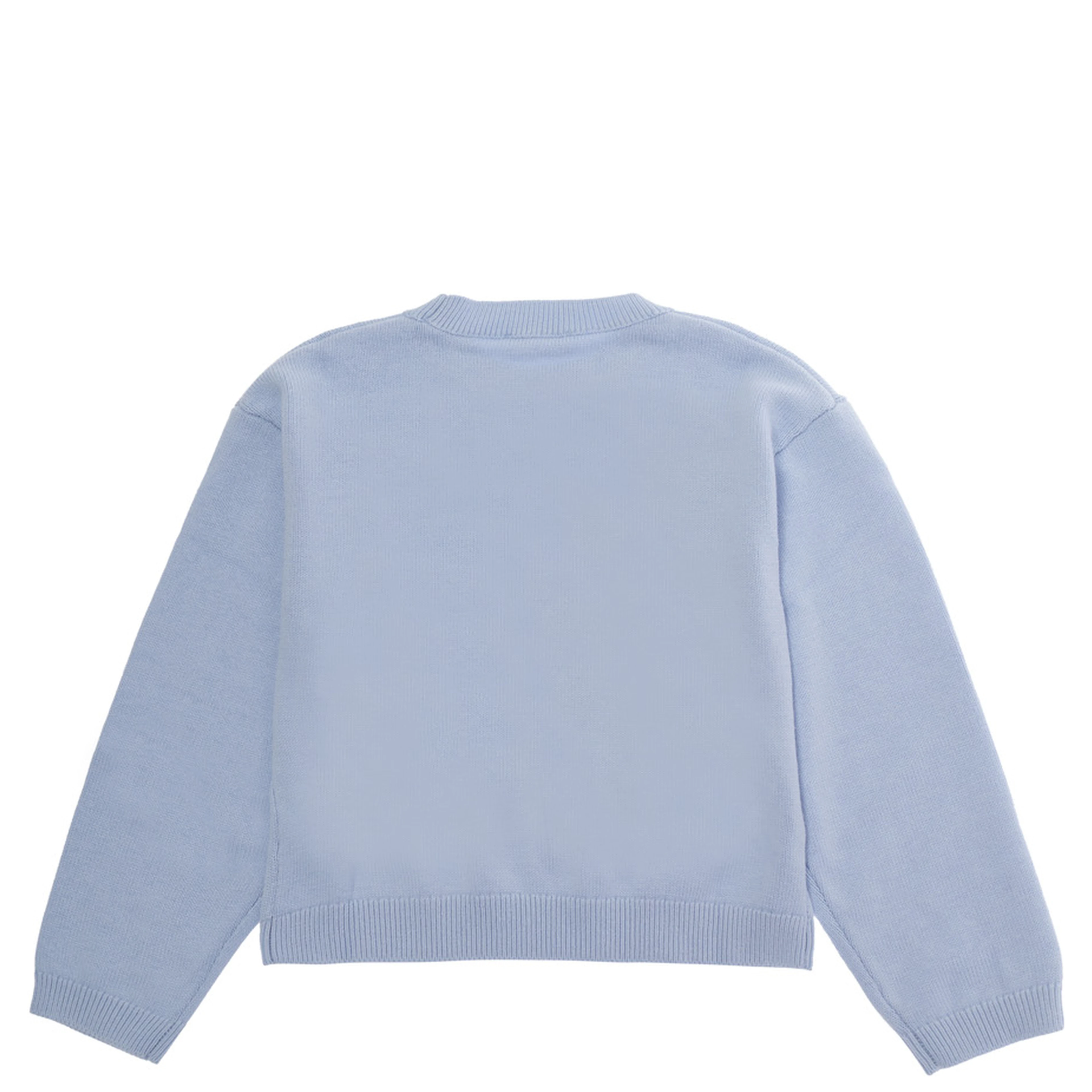 light blue Sweater with embroidery on the front and round neck in cotton and wool for Girl
