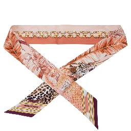 Pink Scarf with All-over Print and Embossed Logo Lettering in silk for Women