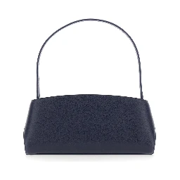 Hug East West Blue Shoulder bag with strap on the front and Logo lettering on the front in leather for women