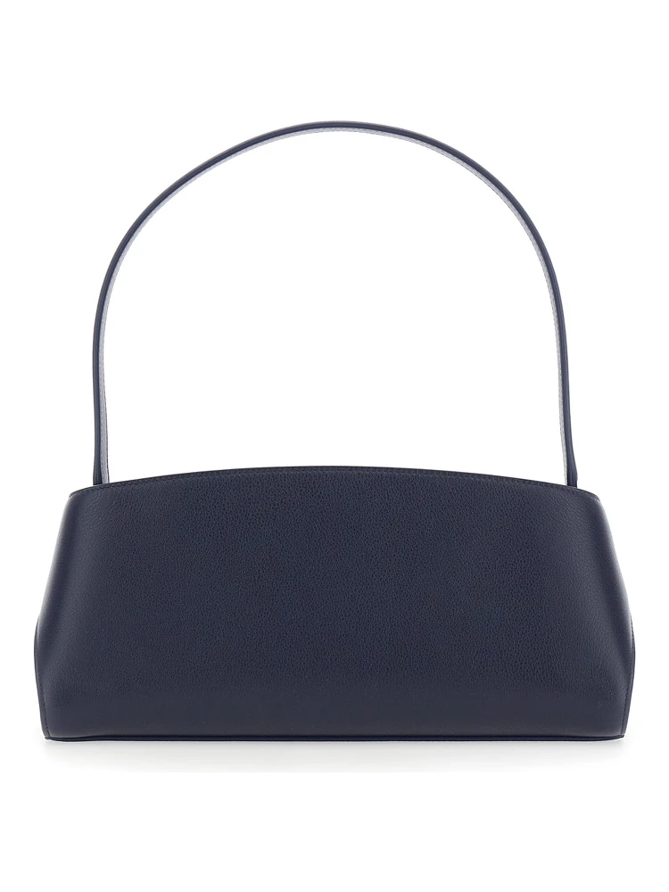 Hug East West Blue Shoulder bag with strap on the front and Logo lettering on the front in leather for women alternative