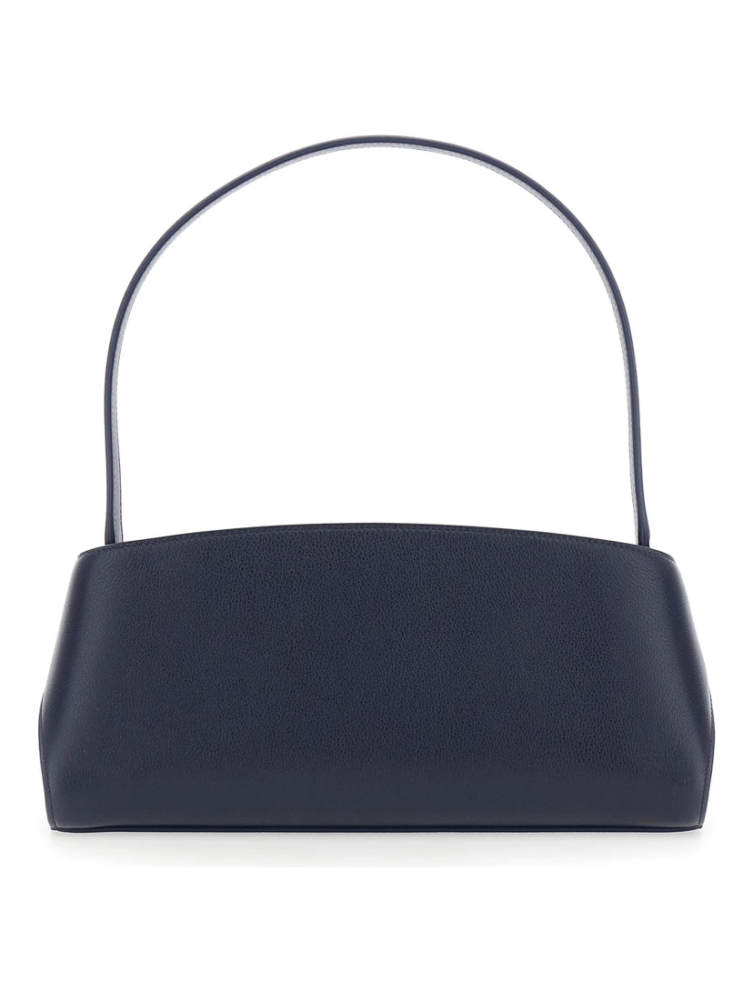 Hug East West Blue Shoulder bag with strap on the front and Logo lettering on the front in leather for women