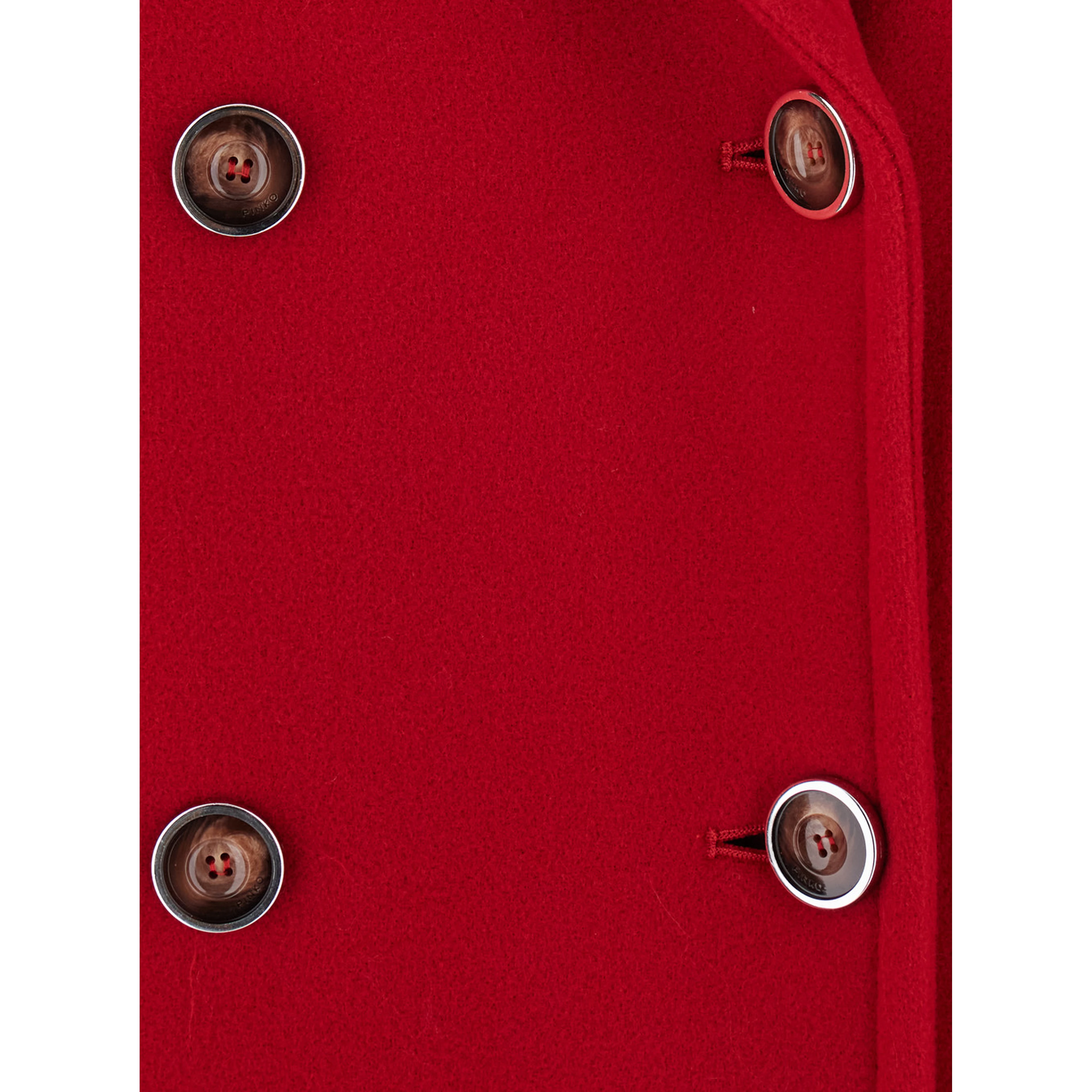 Red Double-breasted coat with Notched revers in Wool for women