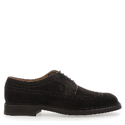 Brown Oxford Shoes with Front Laces in Suede for Men