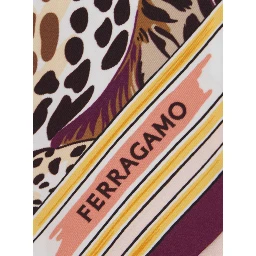 Pink Scarf with All-over Print and Embossed Logo Lettering in silk for Women