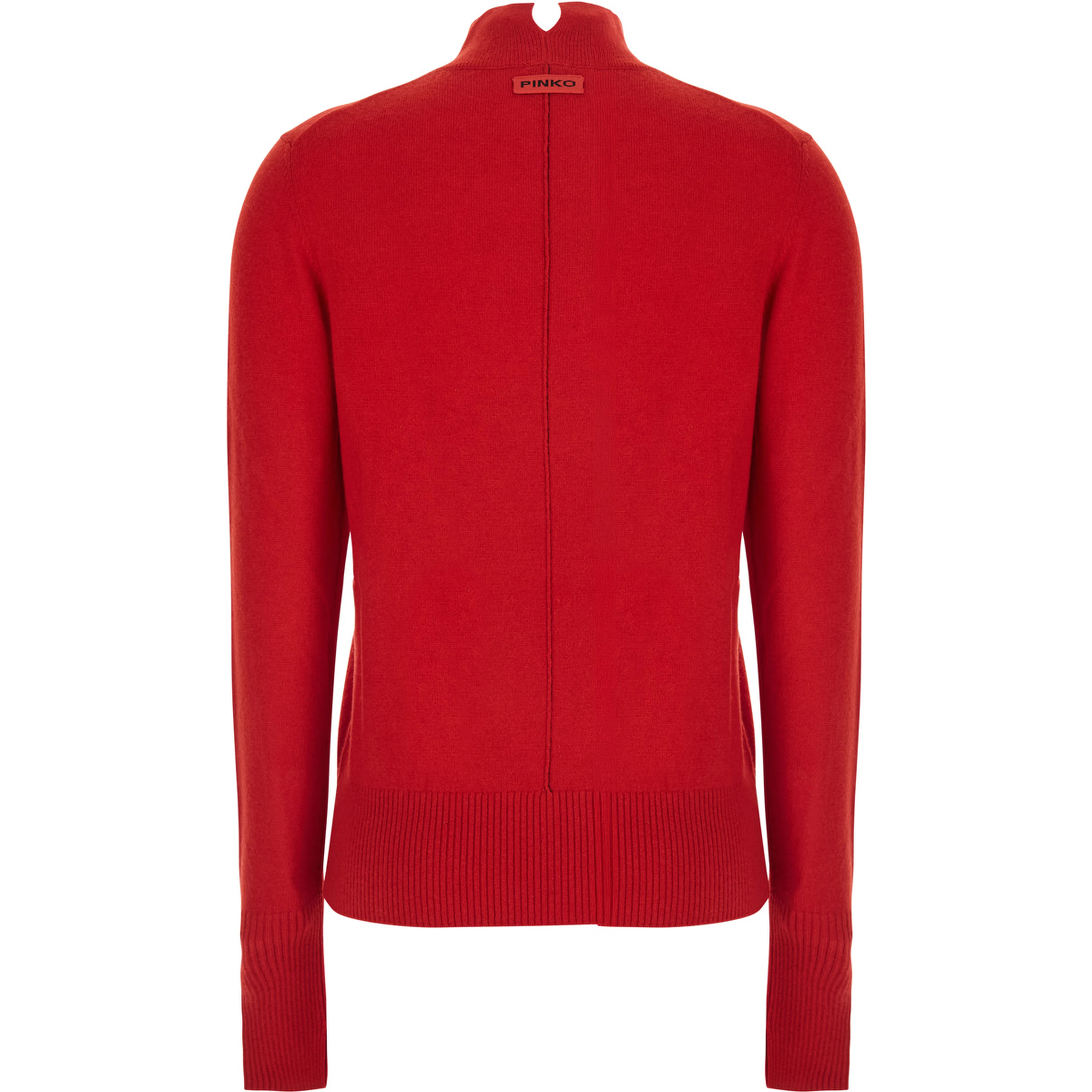 Red High-neck Sweater with Logo Patch on the Back in Wool and Cashmere for Women