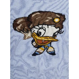 light blue Sweater with embroidery on the front and round neck in cotton and wool for Girl
