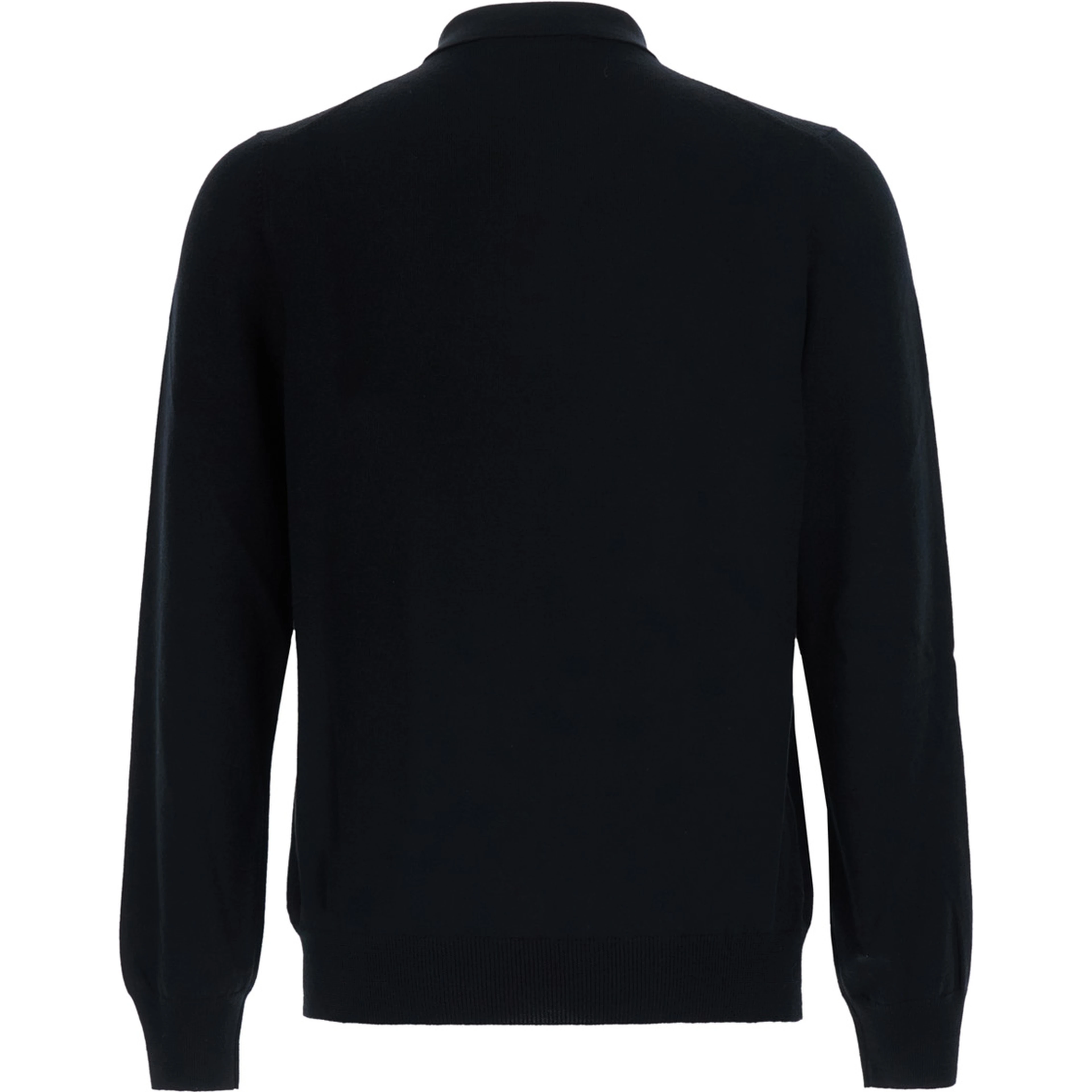 Black Sweater with Polo Style Collar in Wool Blend for Men
