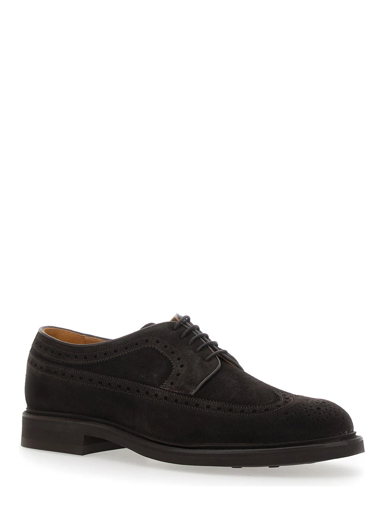 Brown Oxford Shoes with Front Laces in Suede for Men alternative