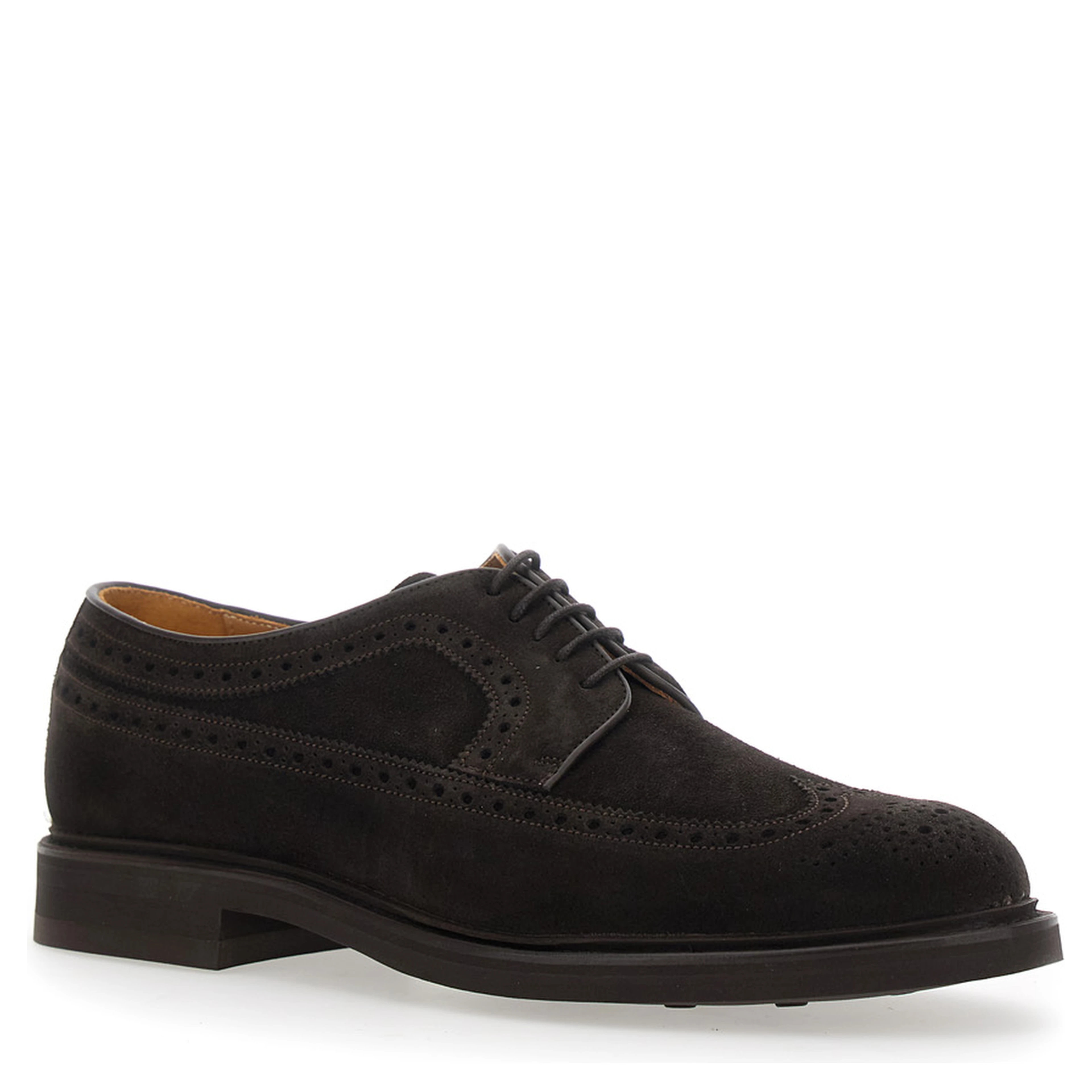 Brown Oxford Shoes with Front Laces in Suede for Men