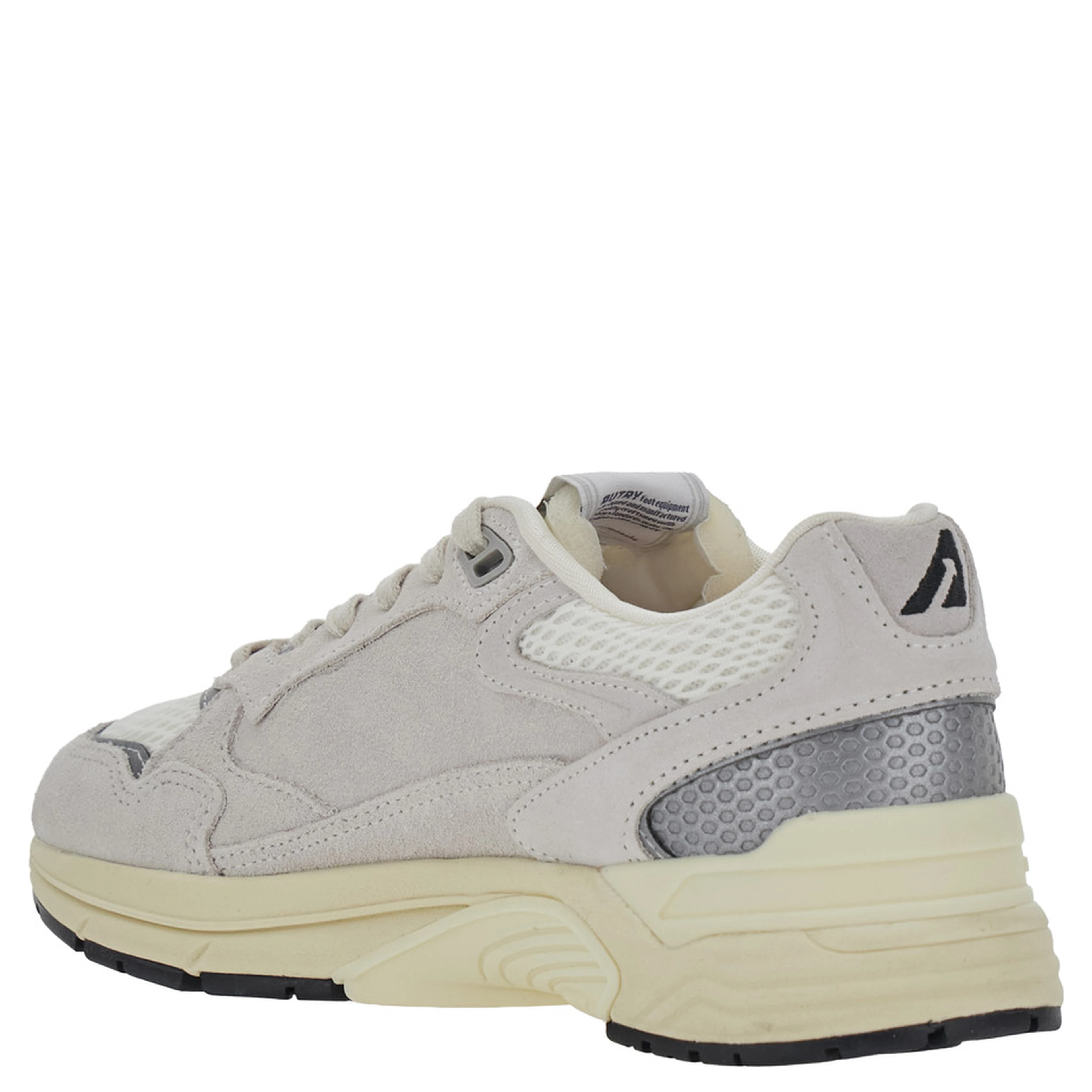 Hyperway White Low Top Sneakers with Logo Patch on Tongue and Side in Suede and Fabric for Women