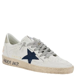 Ballstar White Sneaker Low Top with Star Patch on the Side and Maxi Lettering on the Back in Leather for Men
