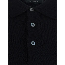 Black Sweater with Polo Style Collar in Wool Blend for Men