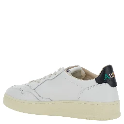 Medalist Low White and Black Sneakers with Contrast Heel and Logo Lettering in Leather for Men