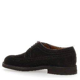 Brown Oxford Shoes with Front Laces in Suede for Men