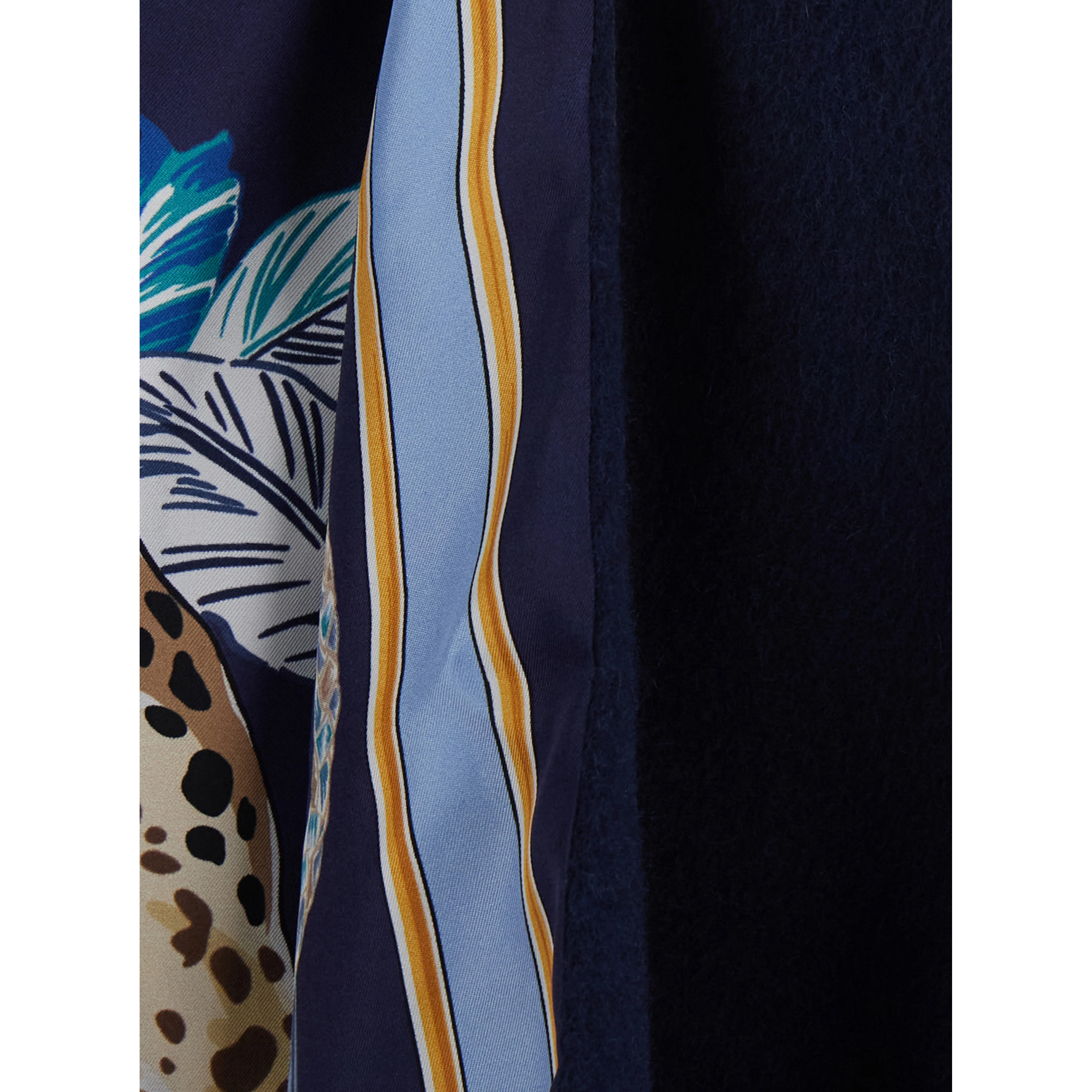blue Cape with all-over print and frayed edges in cashmere and wool Women