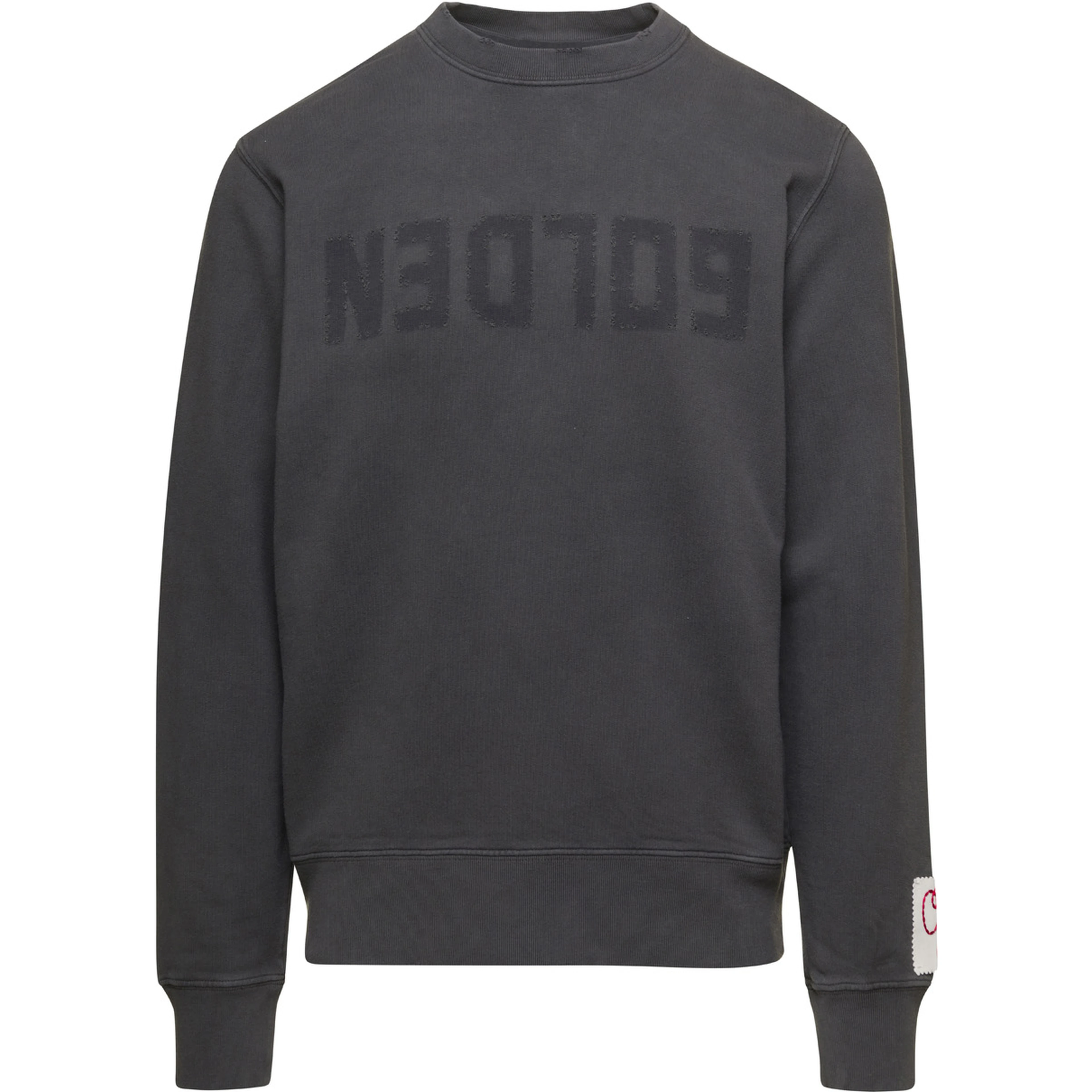 Gray Crewneck Sweatshirt with Logo Print in Cotton Men